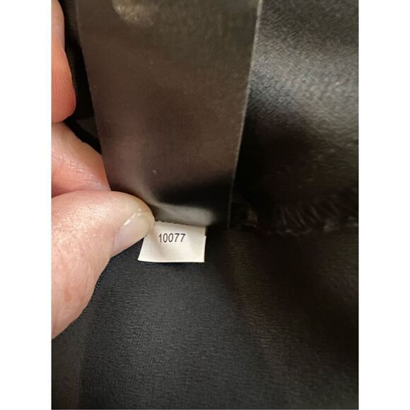 Studio I top women’s size 10 sheer black long sleeve ruffle beaded drape neck - Picture 8 of 9